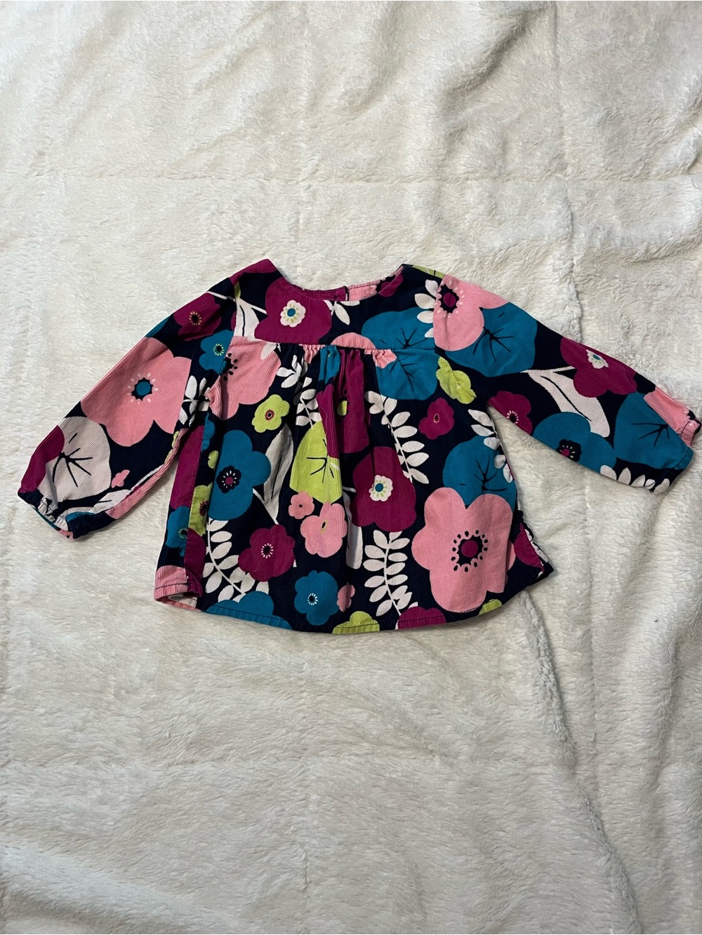 BabyGap Girls Corduroy Swing Top 6-12 Months Bright Floral Cottage Fall Winter